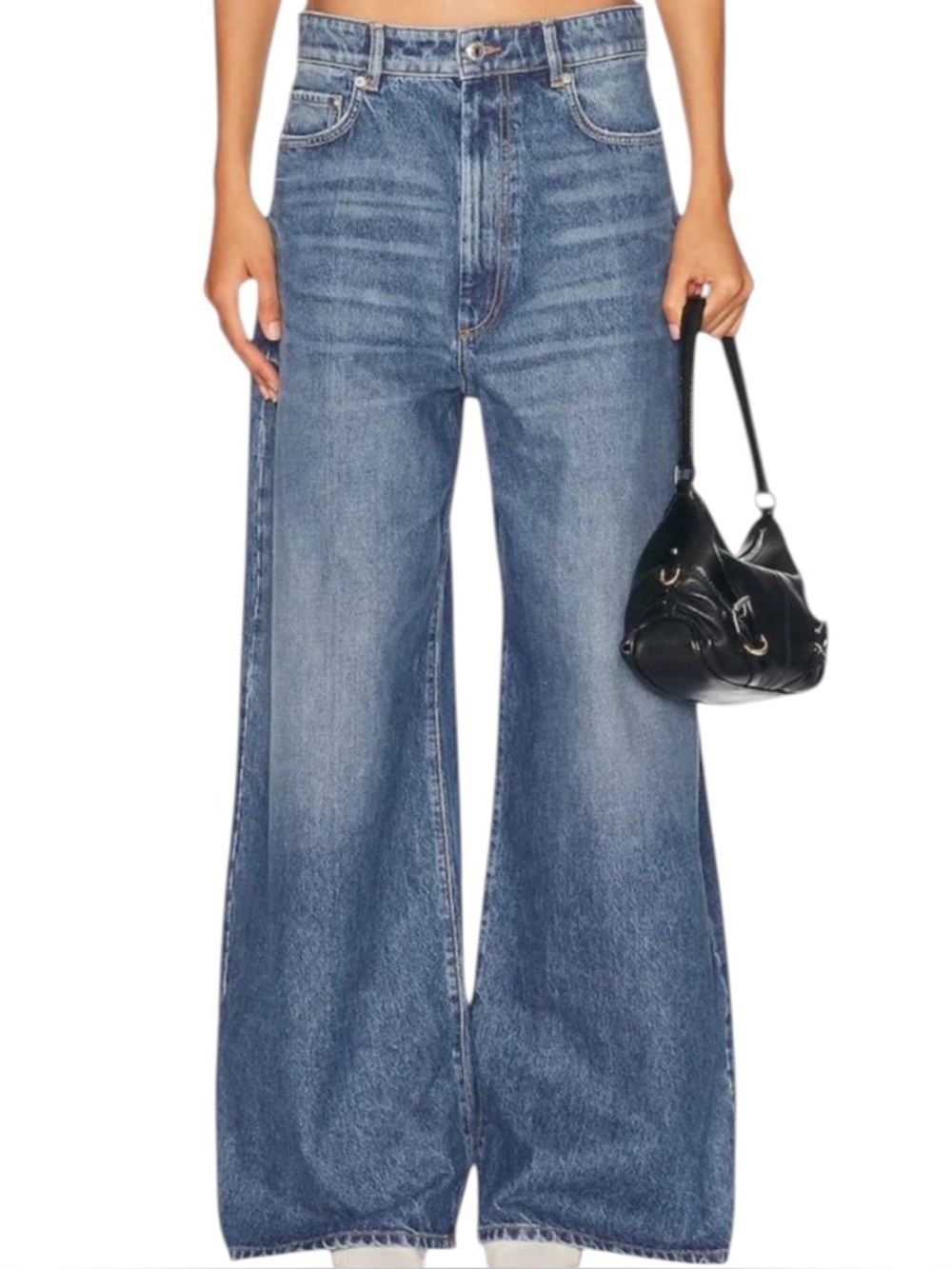 Sportmax Max Mara Intentionally Distressed High-Rise Ultra Wide Leg Jeans